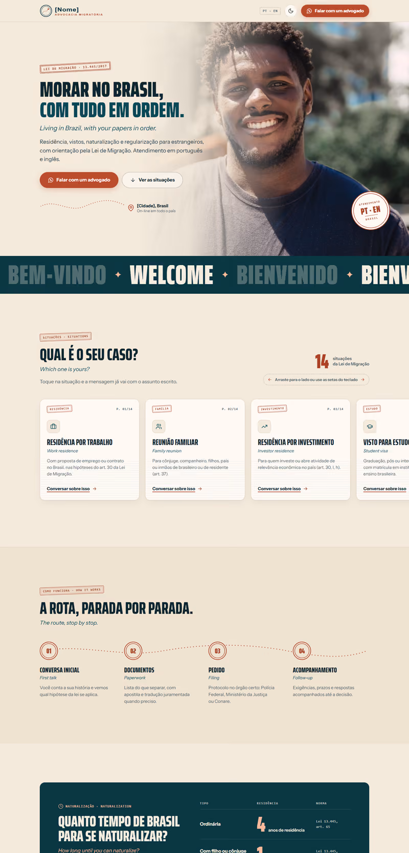 Página feita no Lynx: Advocacia · Imigração no Brasil