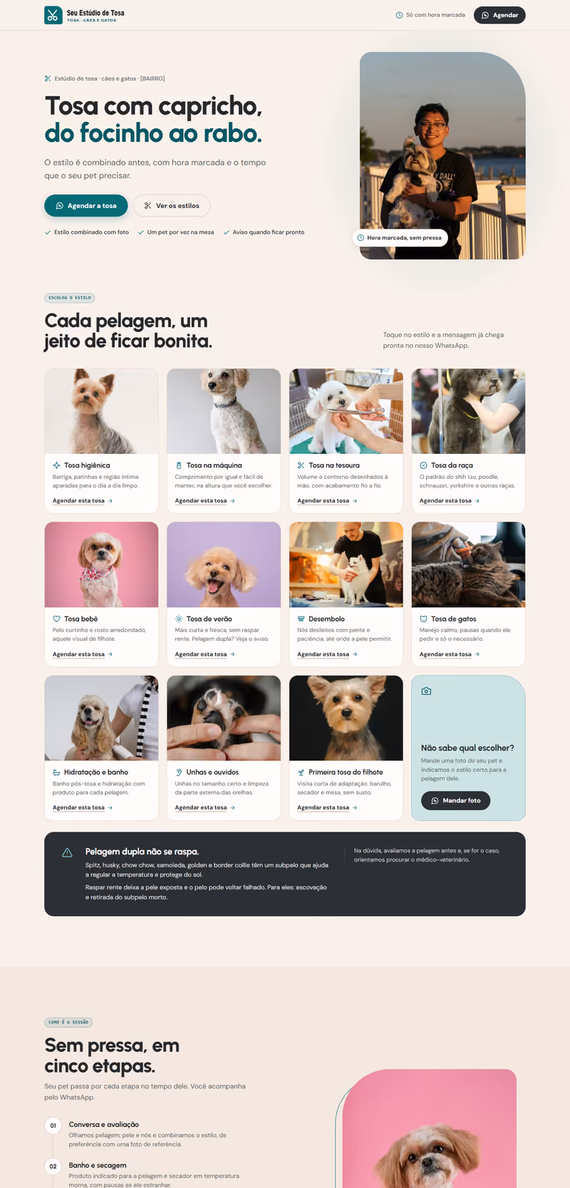Página feita no Lynx: Pet shop · Estúdio de tosa